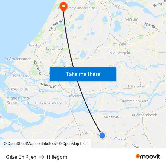 Gilze En Rijen to Hillegom map