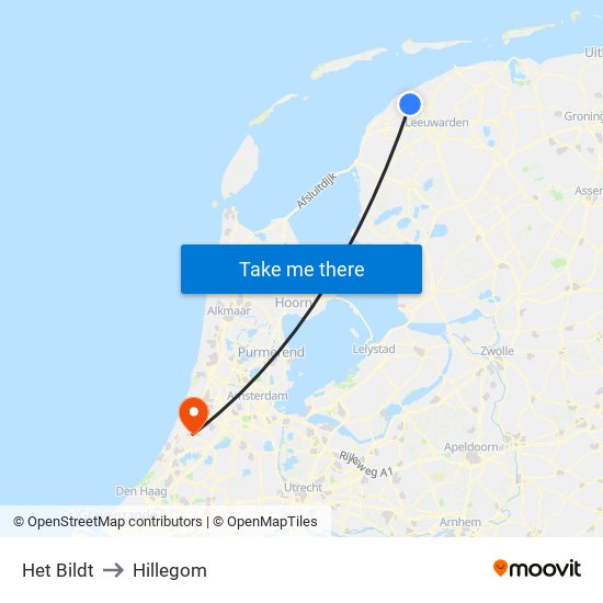 Het Bildt to Hillegom map