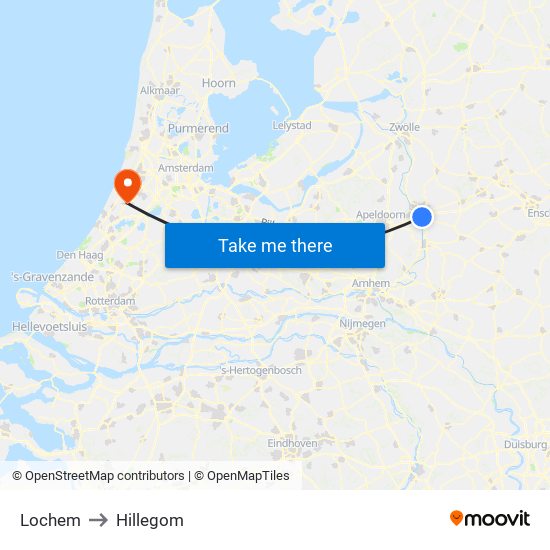 Lochem to Hillegom map