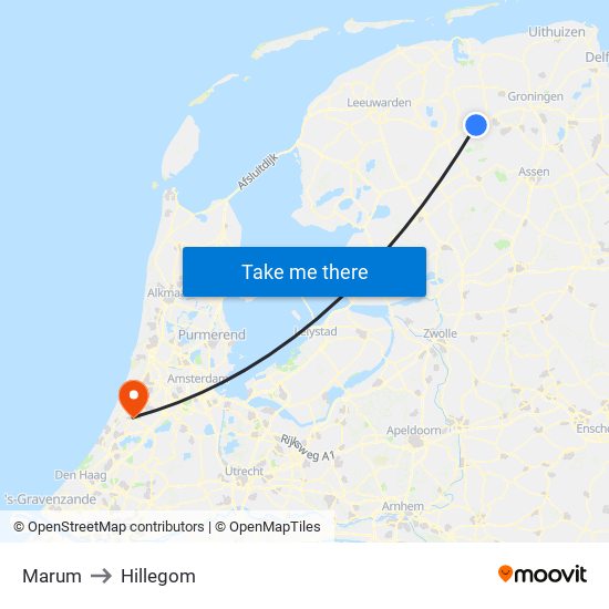 Marum to Hillegom map