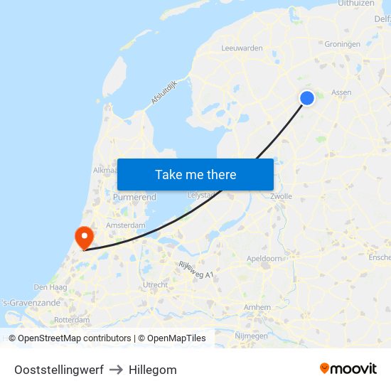 Ooststellingwerf to Hillegom map