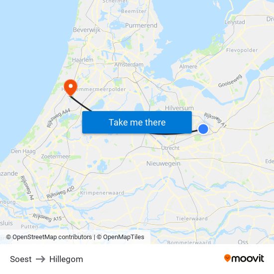 Soest to Hillegom map