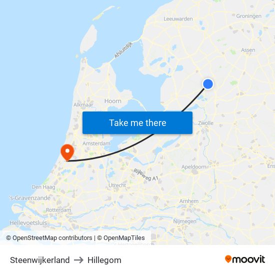 Steenwijkerland to Hillegom map