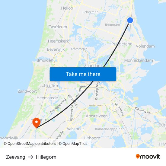 Zeevang to Hillegom map