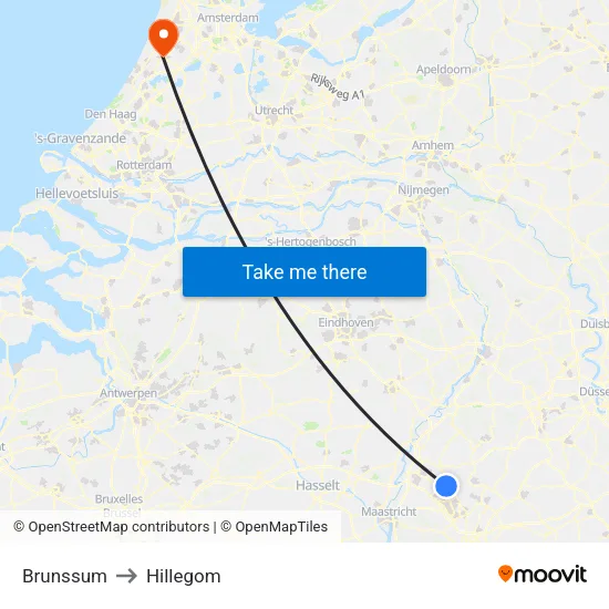 Brunssum to Hillegom map