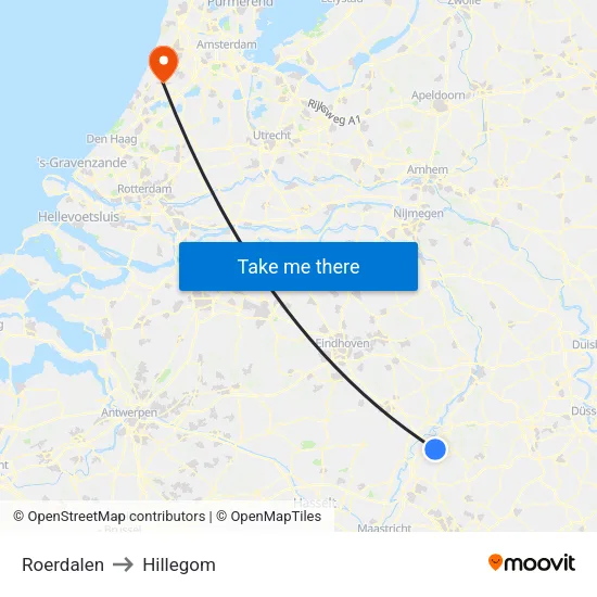 Roerdalen to Hillegom map
