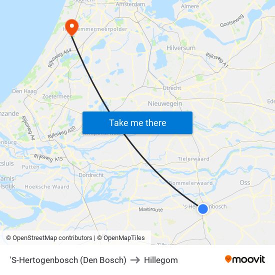 'S-Hertogenbosch (Den Bosch) to Hillegom map