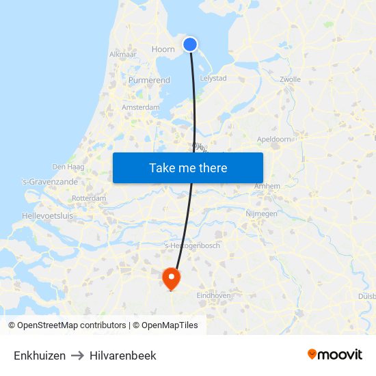 Enkhuizen to Hilvarenbeek map