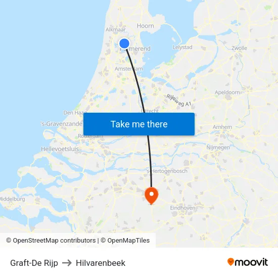 Graft-De Rijp to Hilvarenbeek map