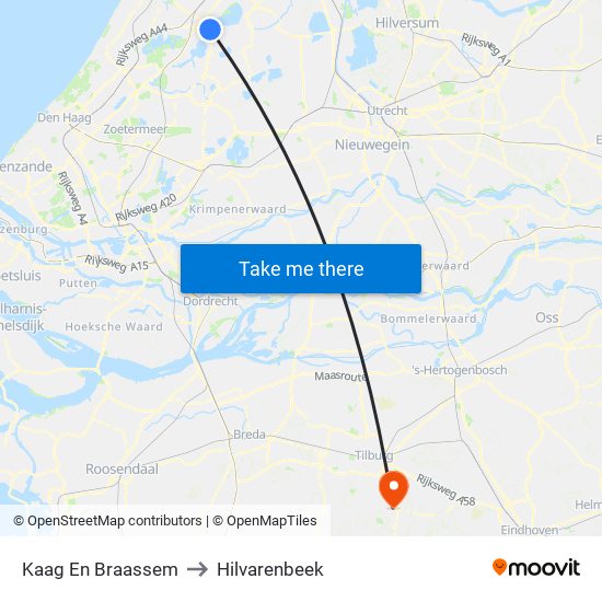 Kaag En Braassem to Hilvarenbeek map