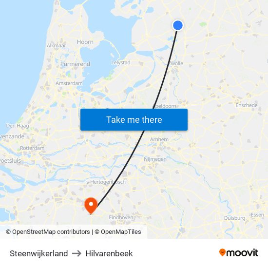 Steenwijkerland to Hilvarenbeek map