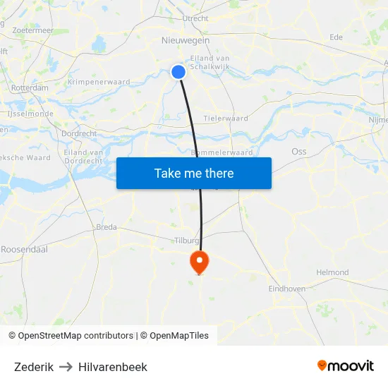 Zederik to Hilvarenbeek map