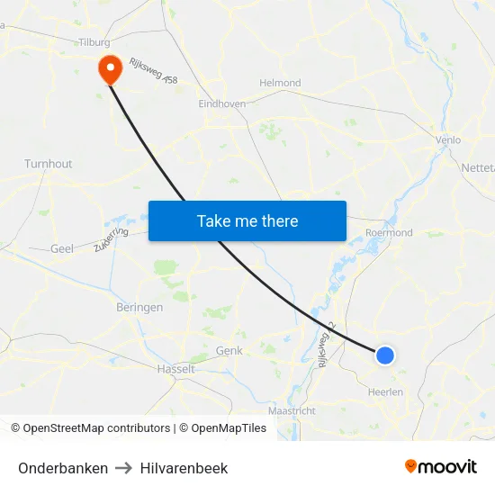 Onderbanken to Hilvarenbeek map