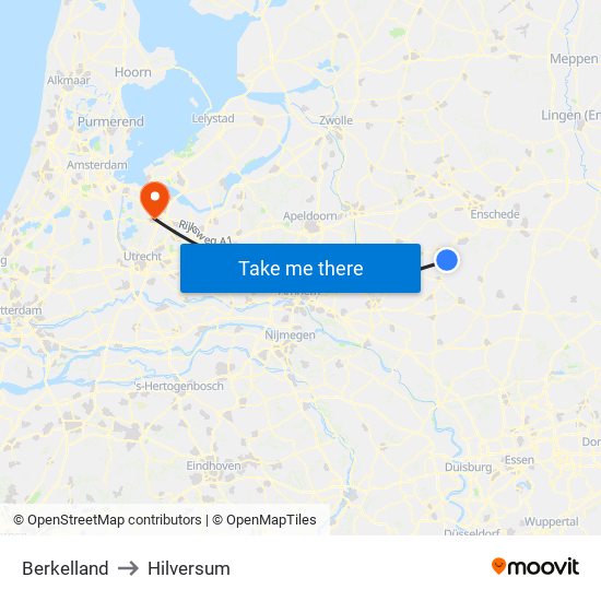 Berkelland to Hilversum map