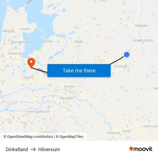 Dinkelland to Hilversum map