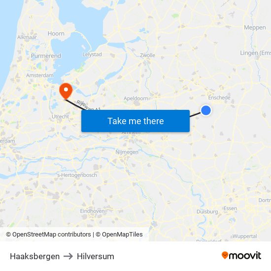 Haaksbergen to Hilversum map