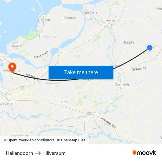 Hellendoorn to Hilversum map