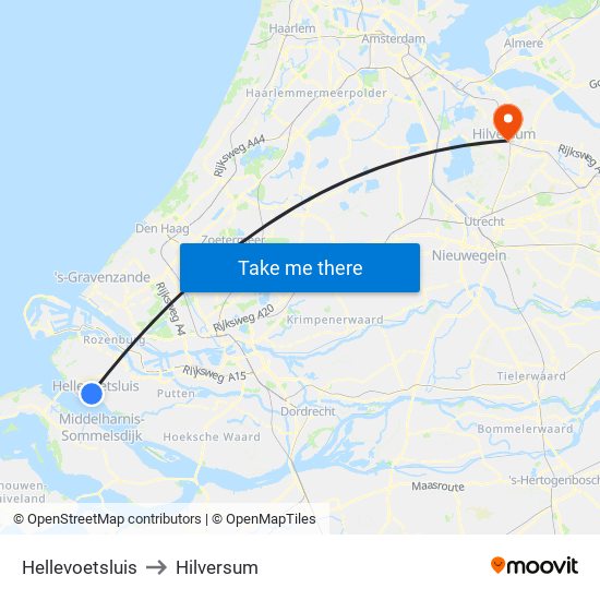 Hellevoetsluis to Hilversum map