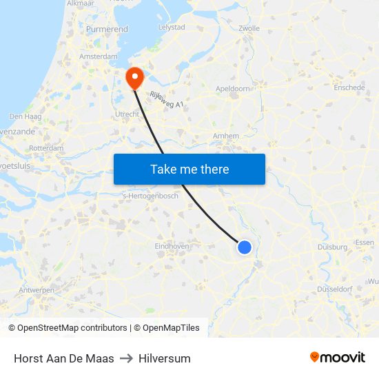 Horst Aan De Maas to Hilversum map