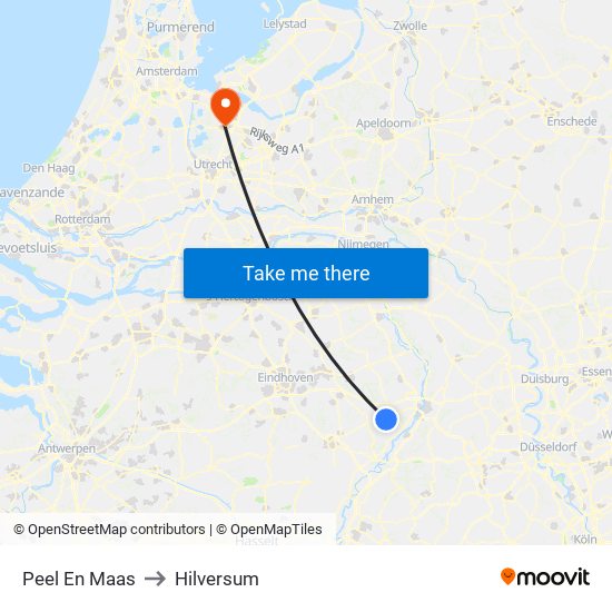 Peel En Maas to Hilversum map