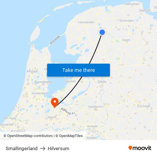 Smallingerland to Hilversum map