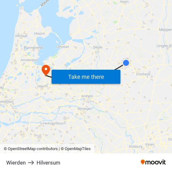 Wierden to Hilversum map