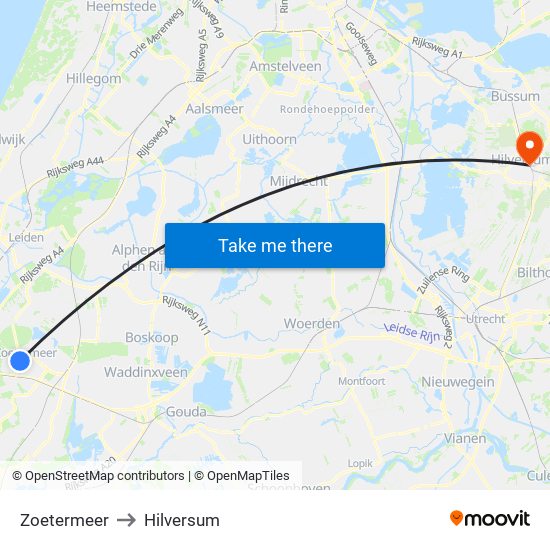 Zoetermeer to Hilversum map