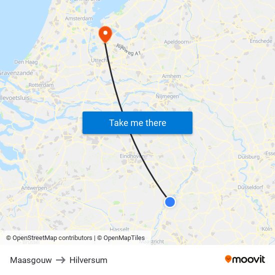 Maasgouw to Hilversum map