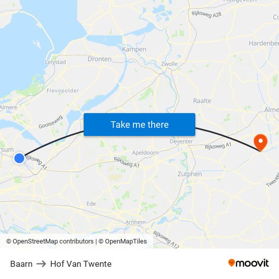 Baarn to Hof Van Twente map
