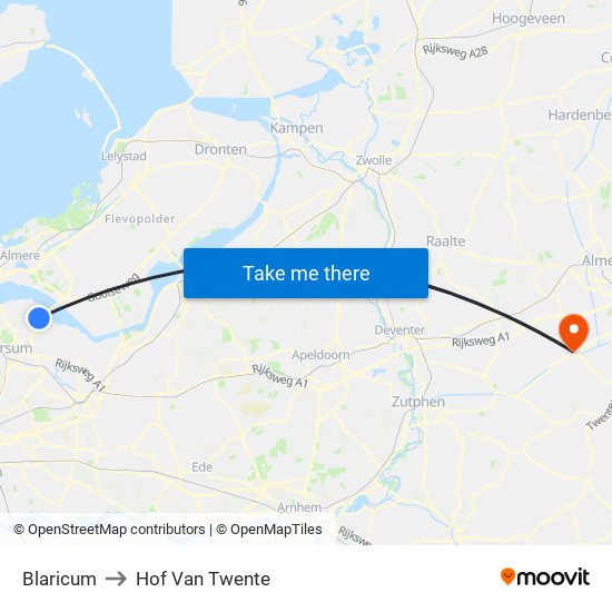 Blaricum to Hof Van Twente map