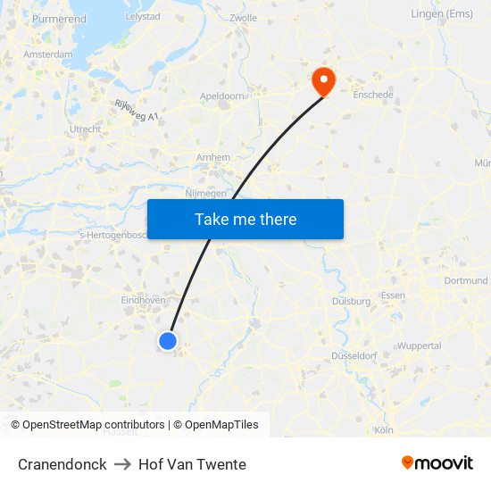 Cranendonck to Hof Van Twente map