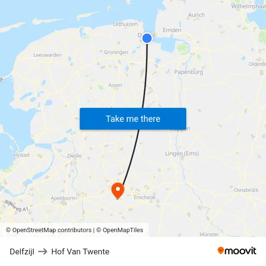 Delfzijl to Hof Van Twente map