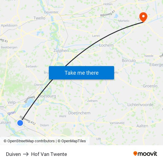 Duiven to Hof Van Twente map