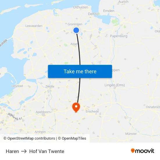 Haren to Hof Van Twente map