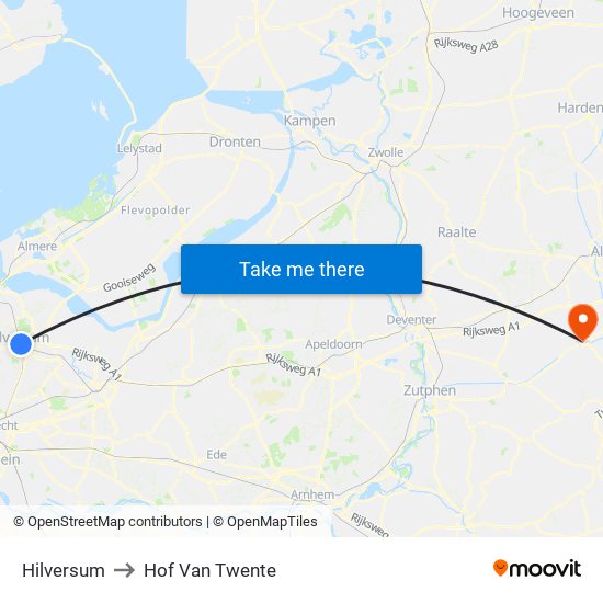 Hilversum to Hof Van Twente map