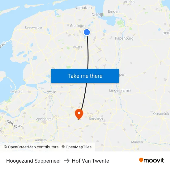 Hoogezand-Sappemeer to Hof Van Twente map