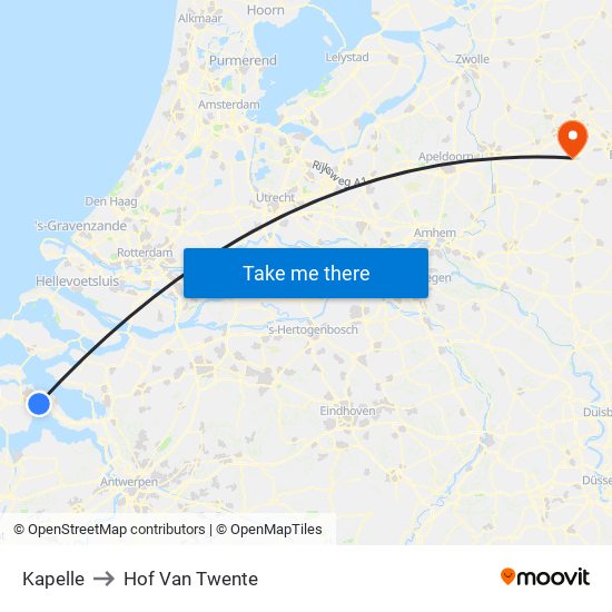 Kapelle to Hof Van Twente map