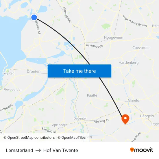 Lemsterland to Hof Van Twente map