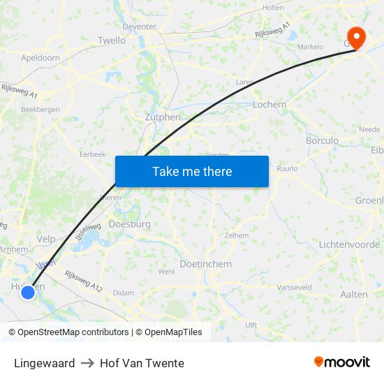 Lingewaard to Hof Van Twente map
