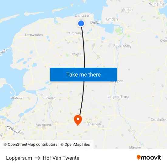 Loppersum to Hof Van Twente map