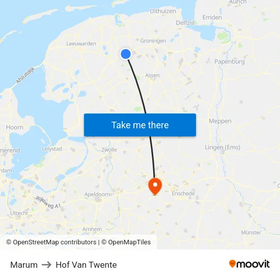 Marum to Hof Van Twente map