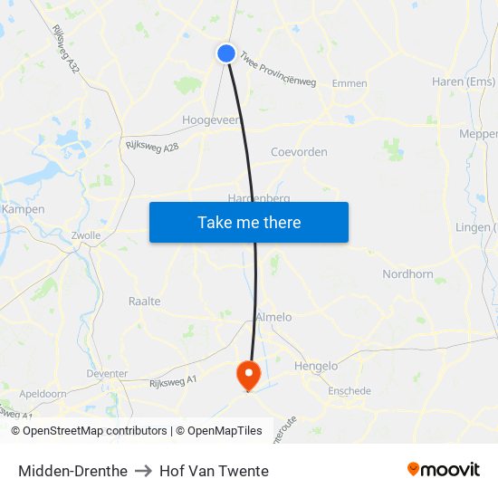 Midden-Drenthe to Hof Van Twente map