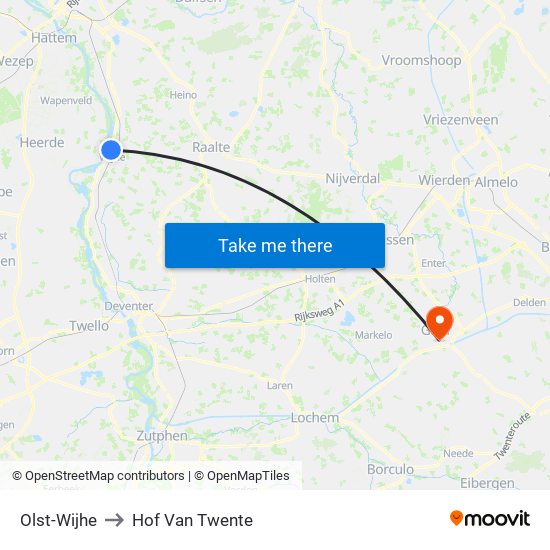 Olst-Wijhe to Hof Van Twente map