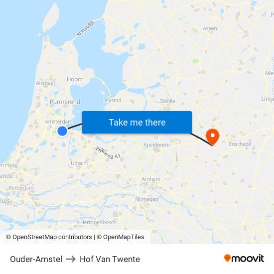 Ouder-Amstel to Hof Van Twente map