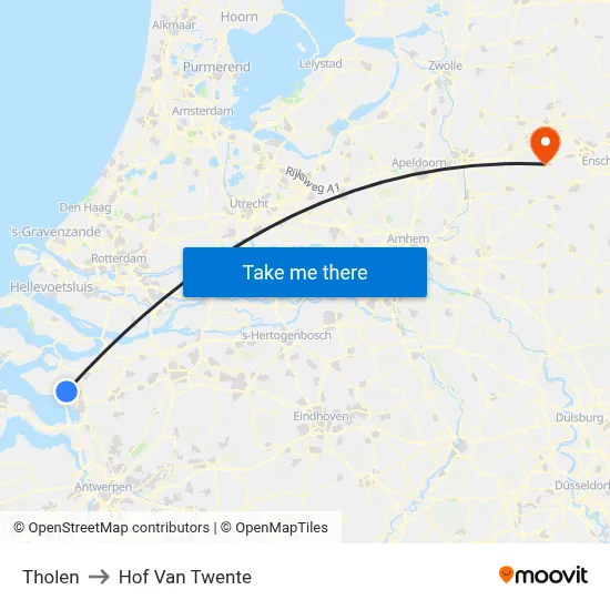 Tholen to Hof Van Twente map