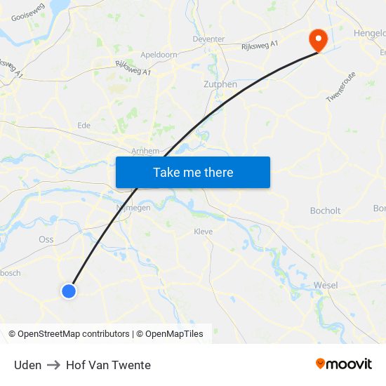 Uden to Hof Van Twente map