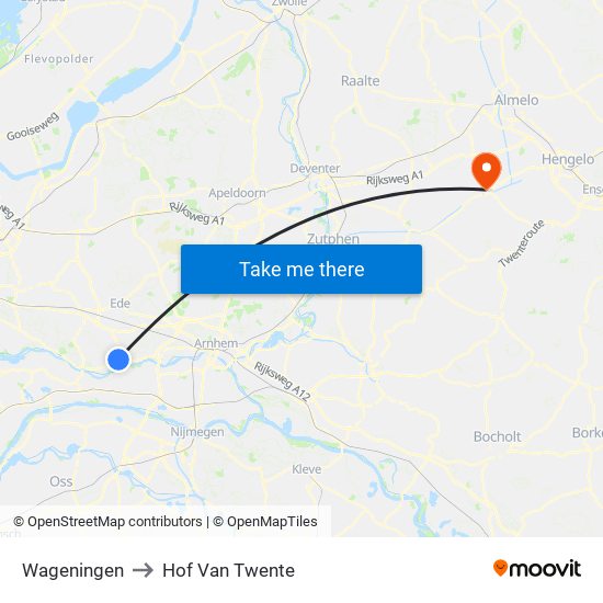 Wageningen to Hof Van Twente map