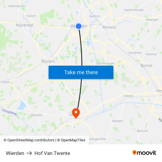 Wierden to Hof Van Twente map