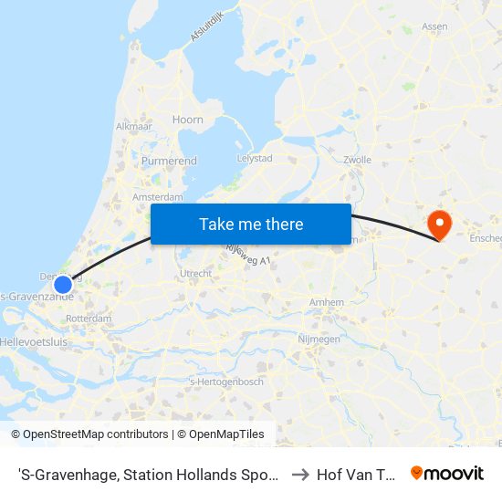 'S-Gravenhage, Station Hollands Spoor (Perron A) to Hof Van Twente map