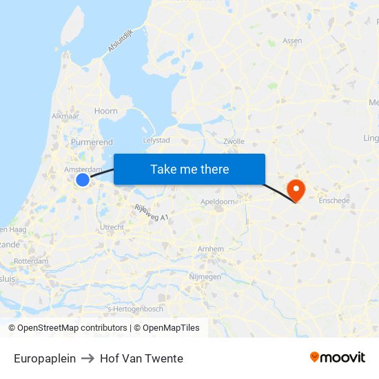 Europaplein to Hof Van Twente map